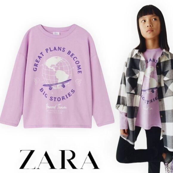 ZARA Kids | Lilac | PRINTED T-SHIRT - Picture 1 of 6